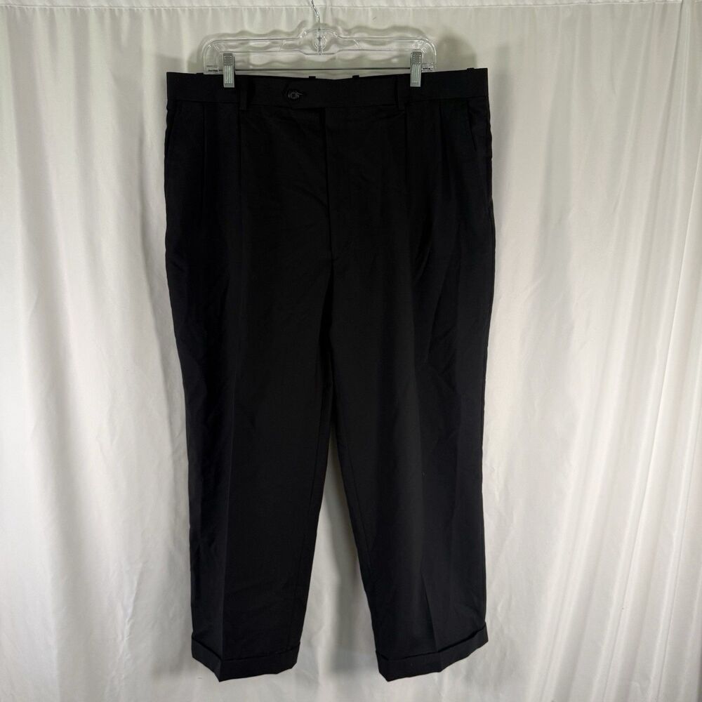 Versini Wool Dress Pants Men's 40 Reg Black Pleated Front Pockets 27.5" Inseam
